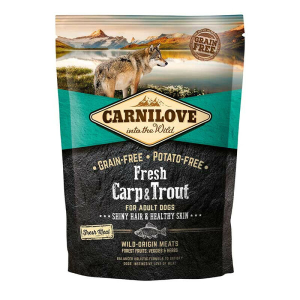 carnilove fresh carp trout shiny hair healthy skin for adult dogs 15kg